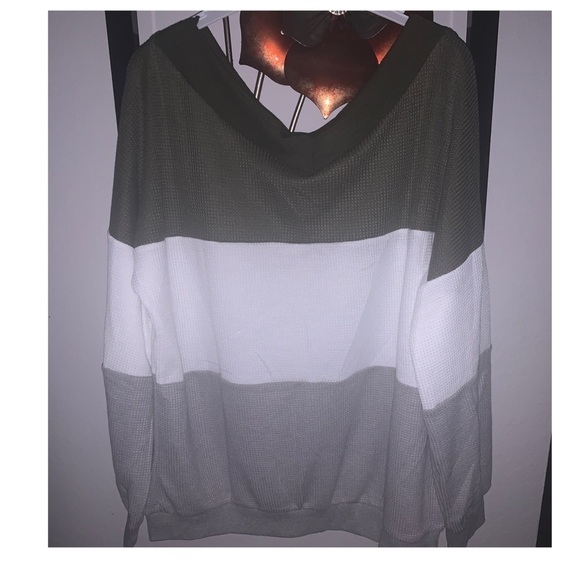 V-neck Color Block Thermal Olive & Gray S-XL - Picture 5 of 6
